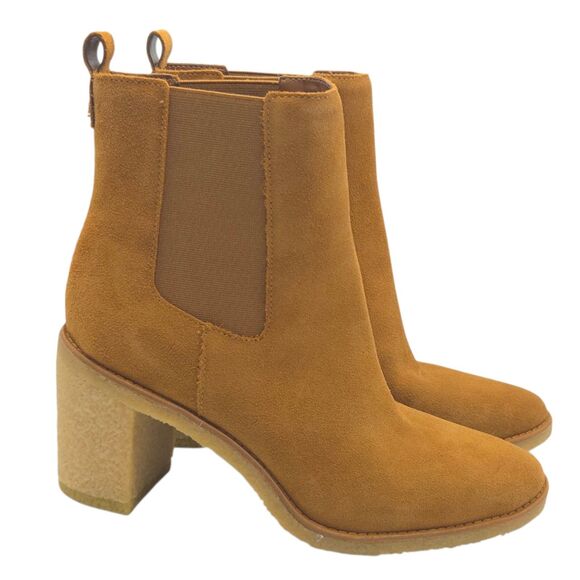 Lauren Ralph Lauren Marianna Camel Water Repellent Suede Chelsea Booties 10B NEW - Picture 3 of 15
